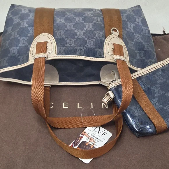 Celine Macadam Triomphe tote PVC/Leather& Pochette Early 2000s excellent cond - Picture 12 of 15